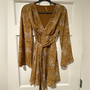 Free People - Belted Boho Floral Dress - Long Sleeve - XS
